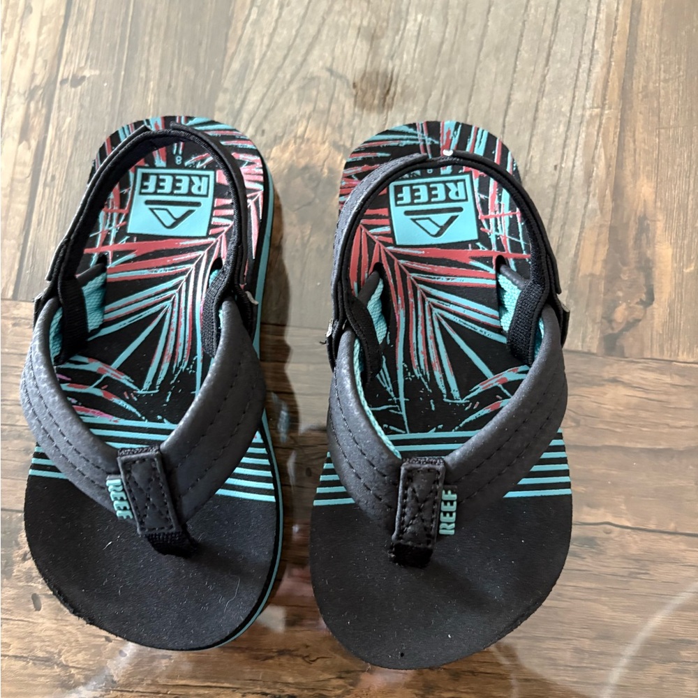 Reef Black and Teal Sandals